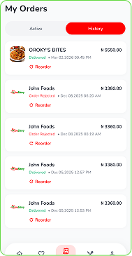My Orders screen