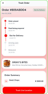 Track Order screen